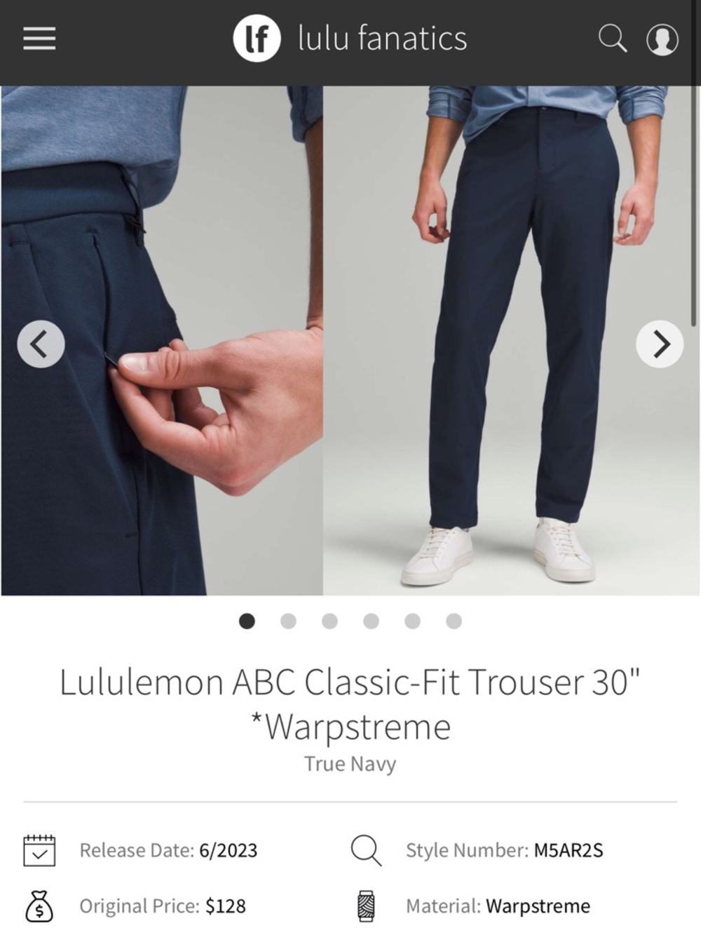 180-$35 *FREE SHIPPING* Lululemon ABC Classic-Fit Trouser True Navy size 38 x 27